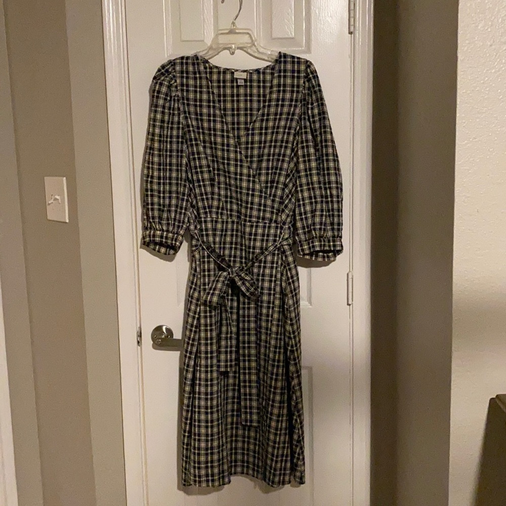 Black and White Plaid Wrap Dress